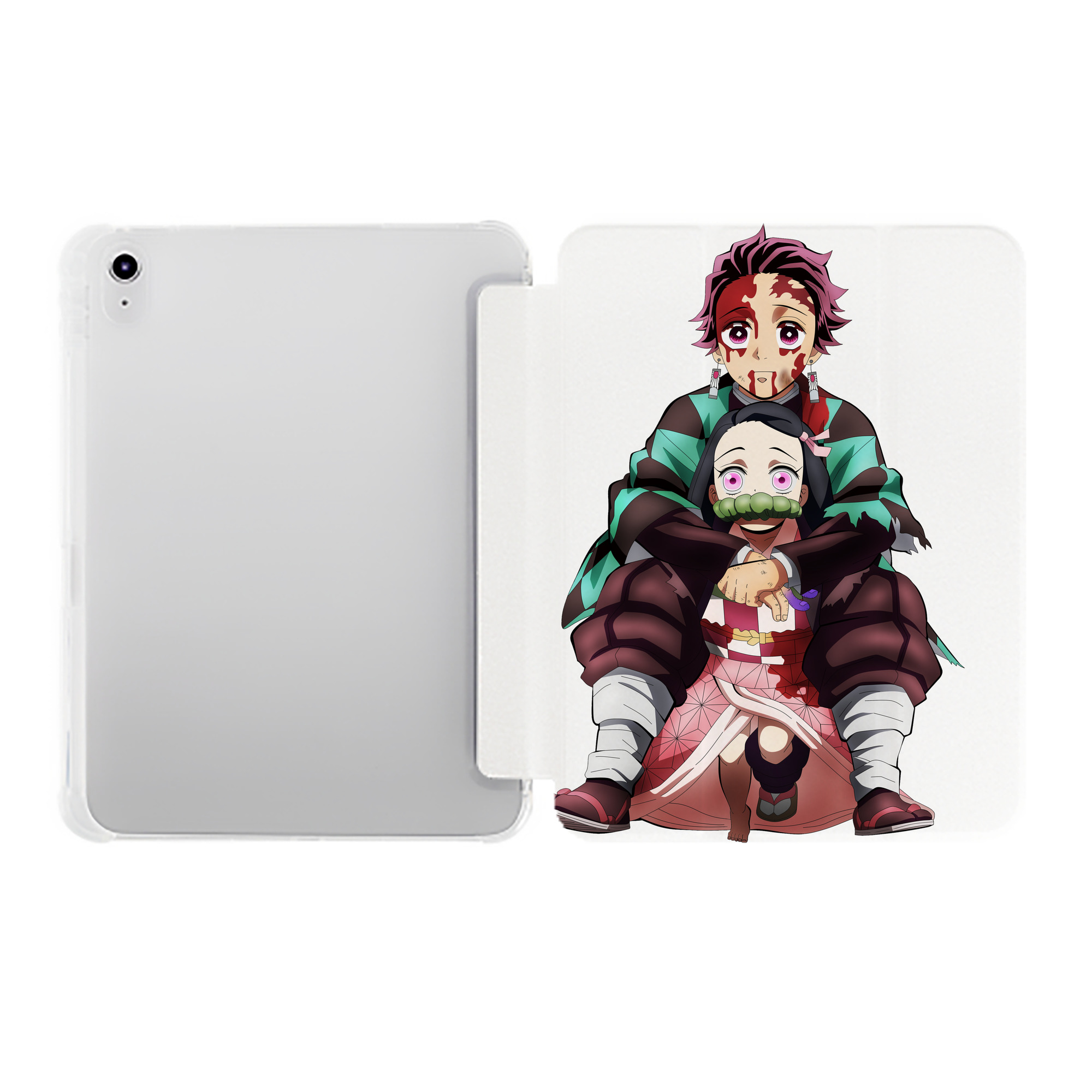 （画像用） 鬼滅の刃（きめつのやいば）竈門 禰󠄀豆子／かまど ねずこ Kamado Nezuko IPad ケース ペン収納付き 三つ折りスタンド PUレザー×シリコン 対応機種9.5/10.5/10.9インチ